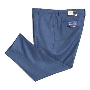 Nautica Men's 44x30 Bi-Stretch Performance Dress Pant Blue NEW